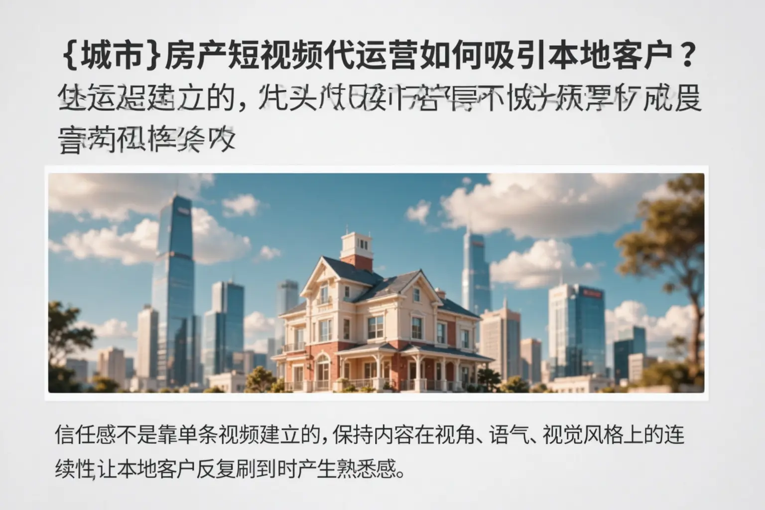贵港房产短视频代运营如何吸引本地客户?
